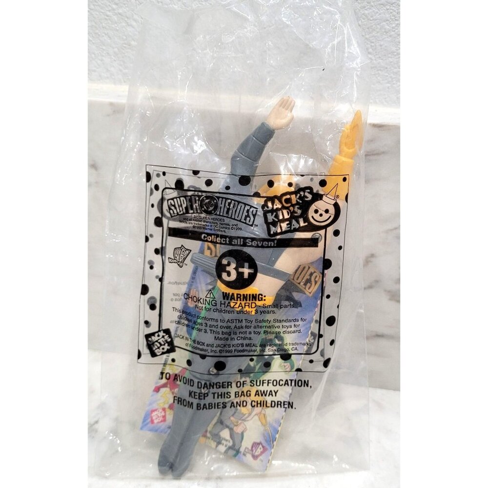 Vintage Jacks Kids Meal DC Super Heroes 1999 Aquaman Figurine Open Package